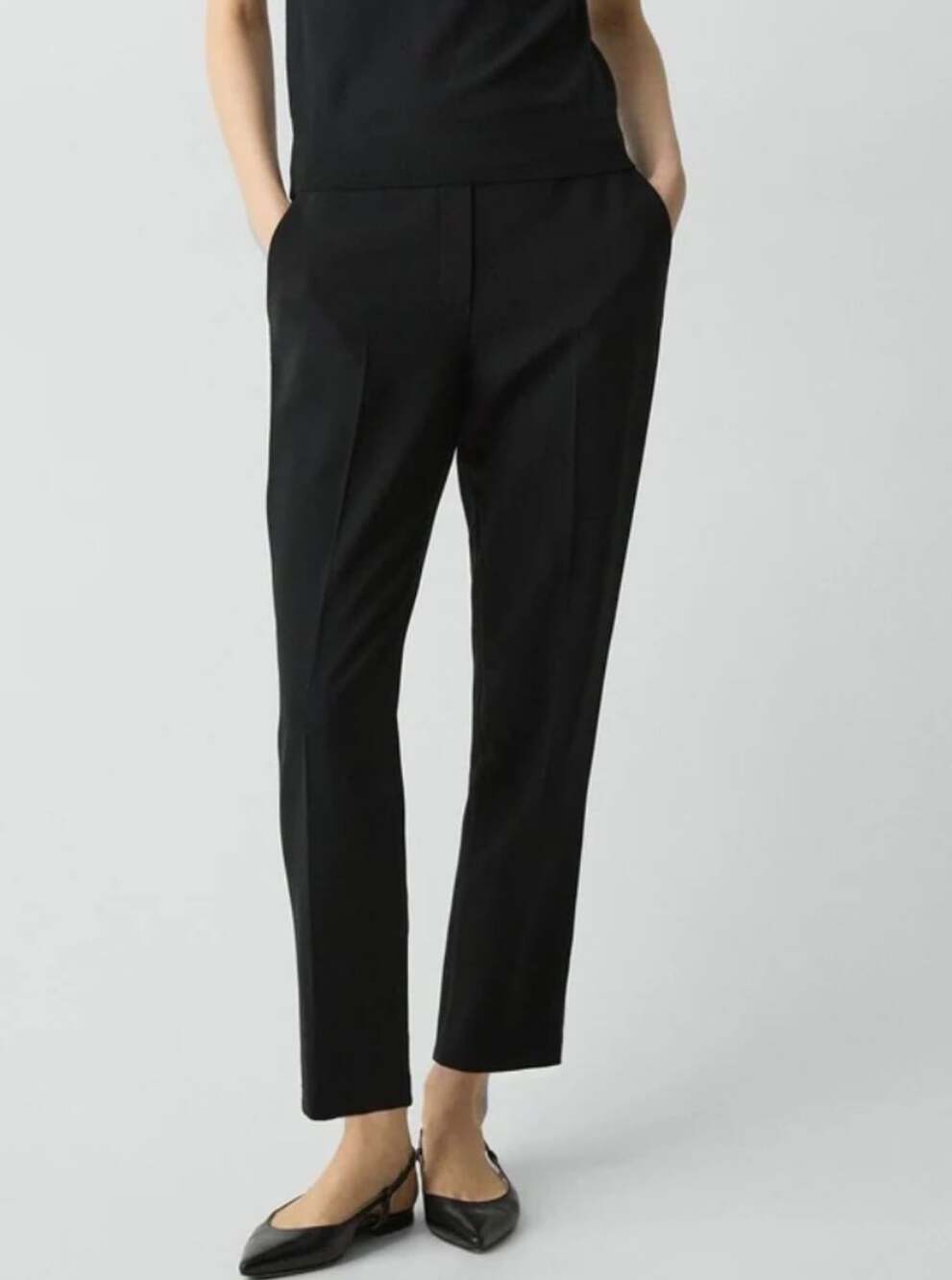 Theory Treeca Pull-On Pants Size 12 Black Admiral Crepe